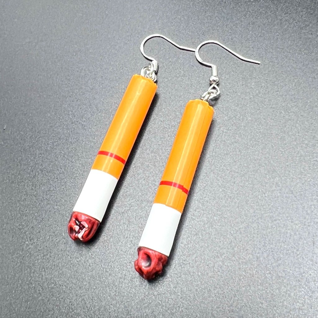 Cigarette Charm Earrings - Smoked